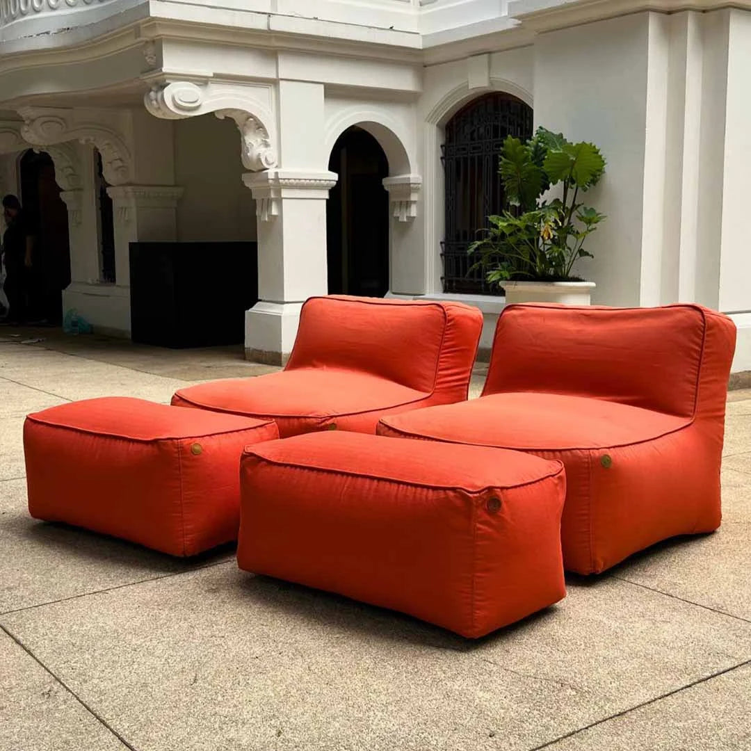 Kit 2 Puffs com Apoios + Lareira Externa 60cm