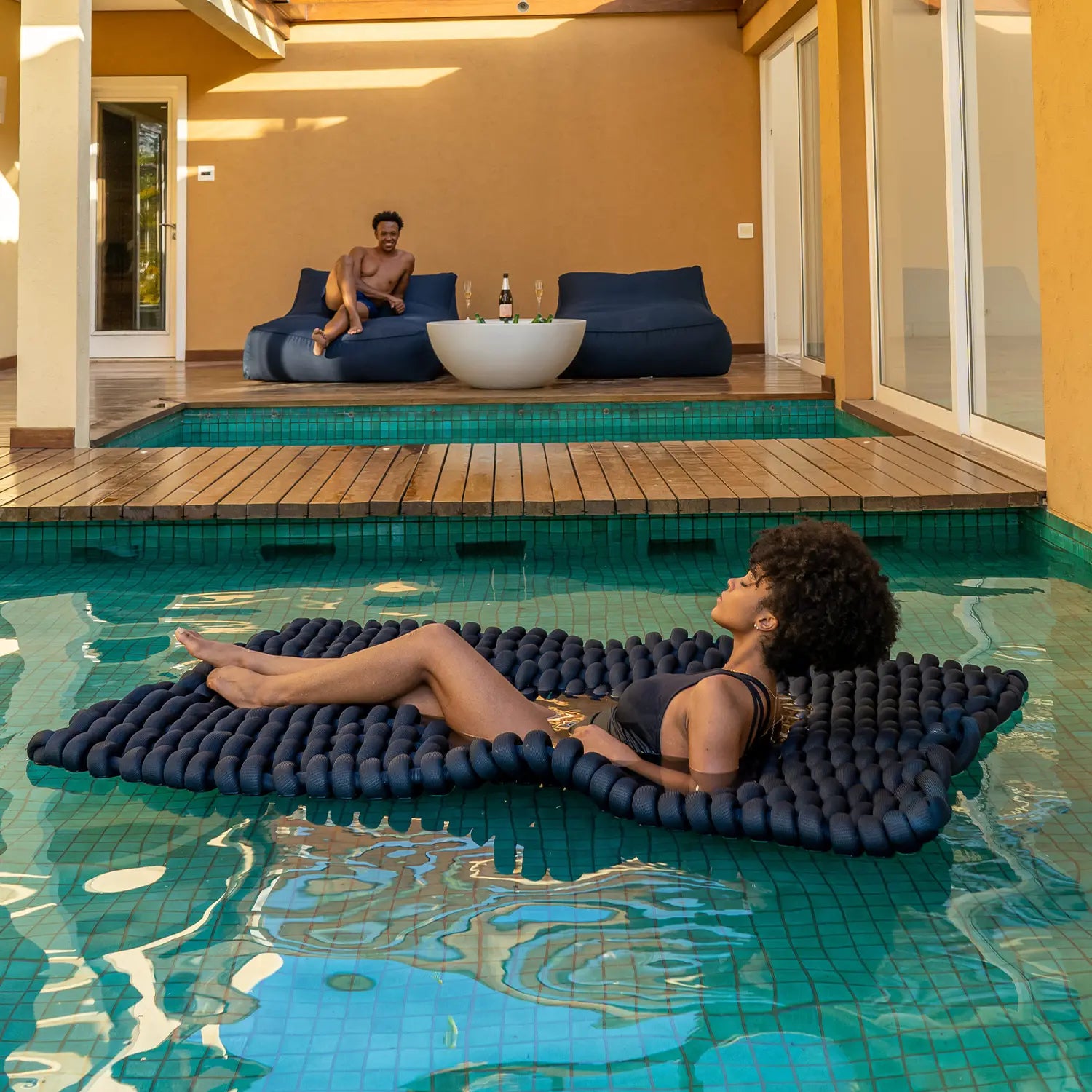 Kit 2 Tapetes Flutuante Tricô Náutico