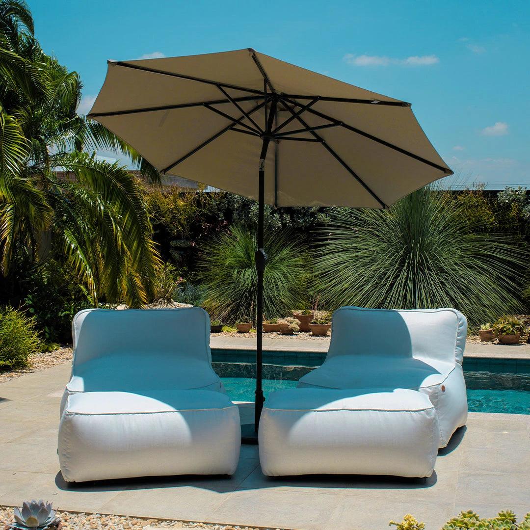 2 Puffs Poltrona + Ombrelone 2,75M - Eco Flame Garden