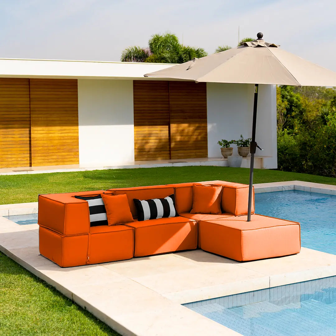 Lounge Zimma com 4 Módulos + Ombrelone + 1 Puff de Piscina Grátis