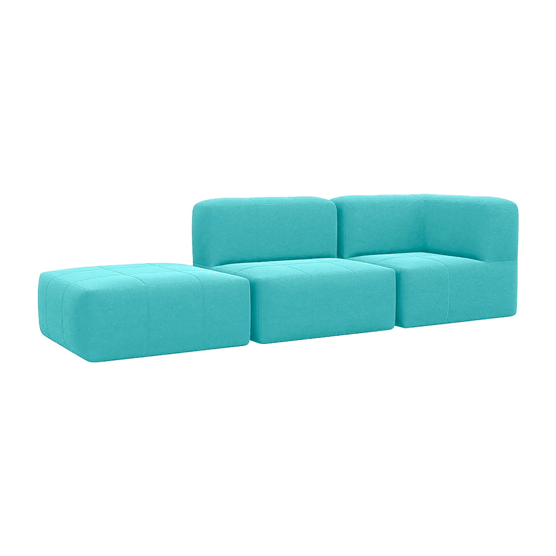 Lounge 3 Puffs Modulares com Canto e Apoio