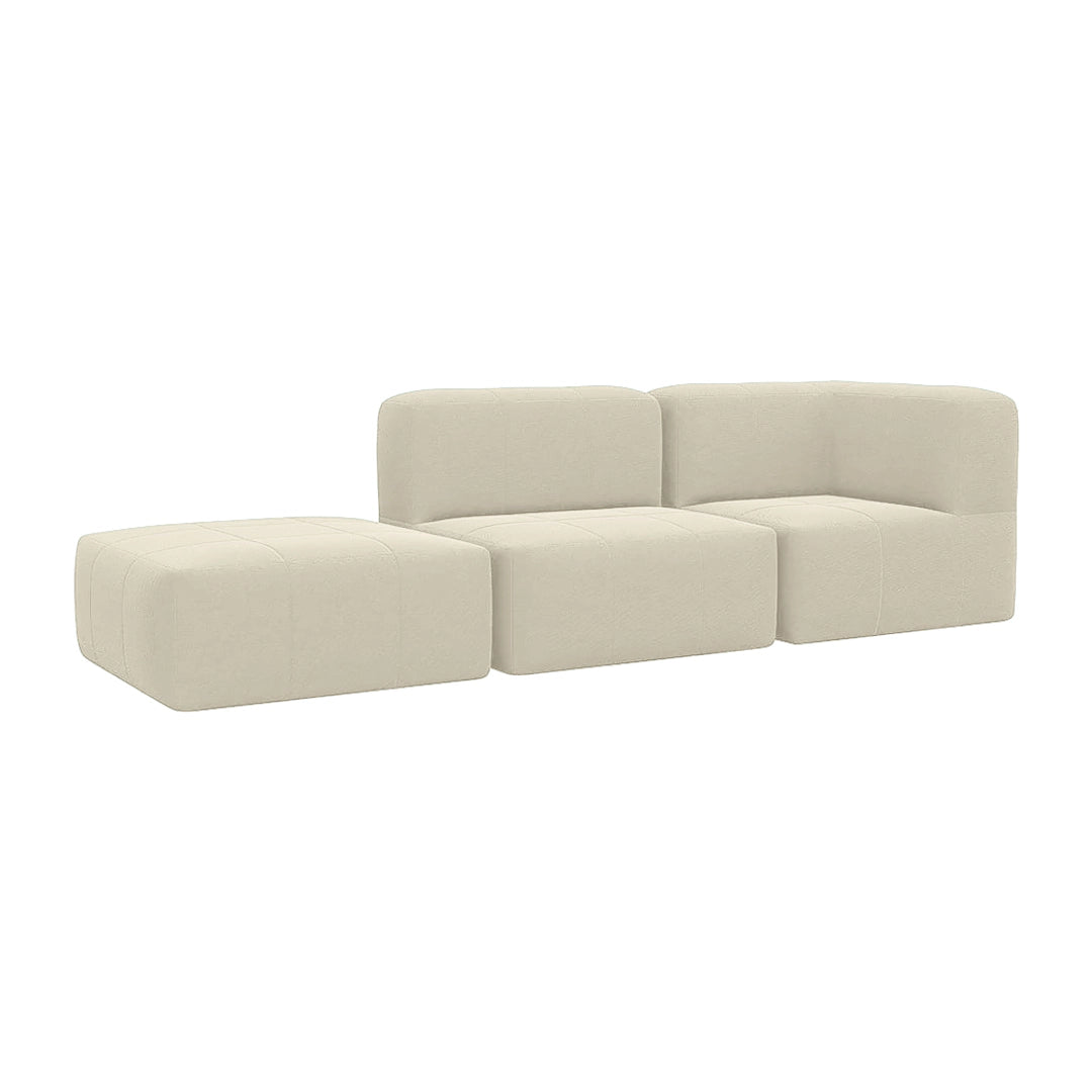 Lounge 3 Puffs Modulares com Canto e Apoio